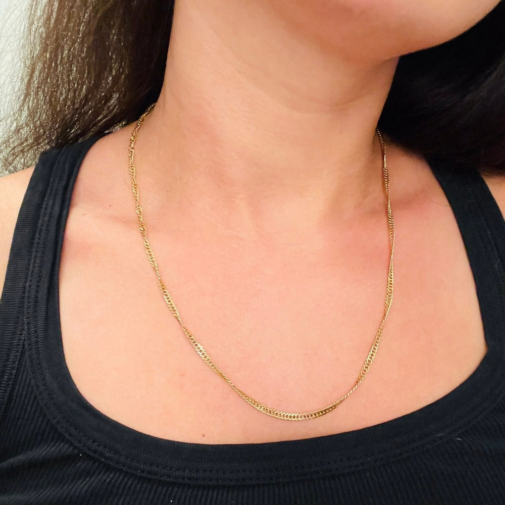 10k YELLOW GOLD TWISTED CURB CHAIN NECKLACE 20.5” - Picture 2 of 9